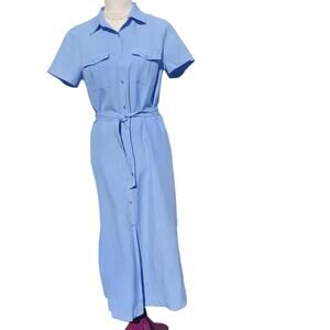 Lord & Taylor. Light-blue Silk/Linen Blend Short Sleeved Maxi Dress. Size: 6